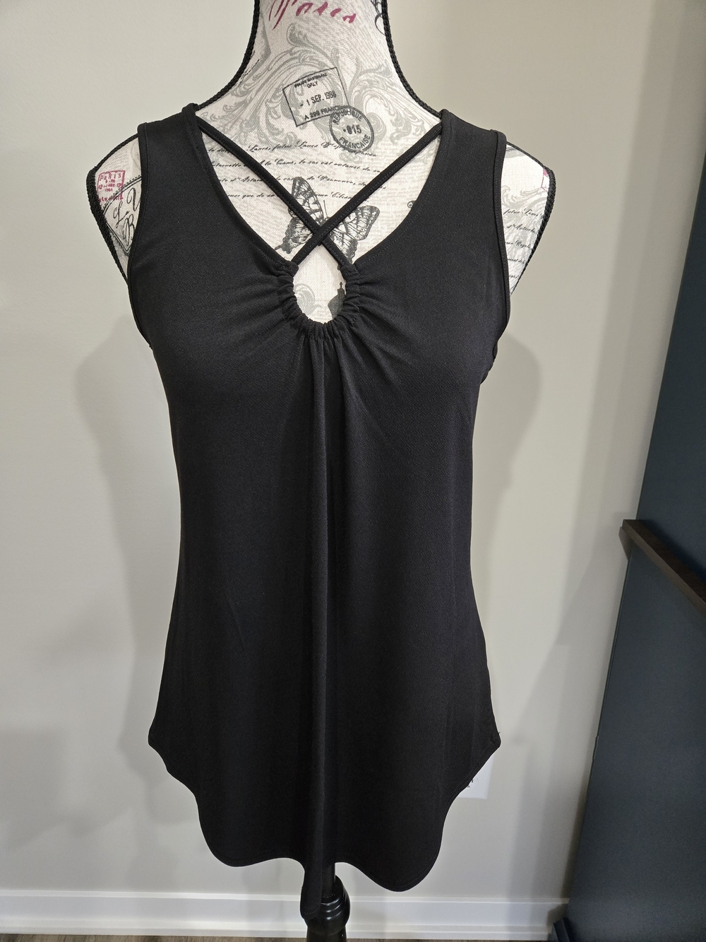 Maurices Black Crisscross Keyhole Tank